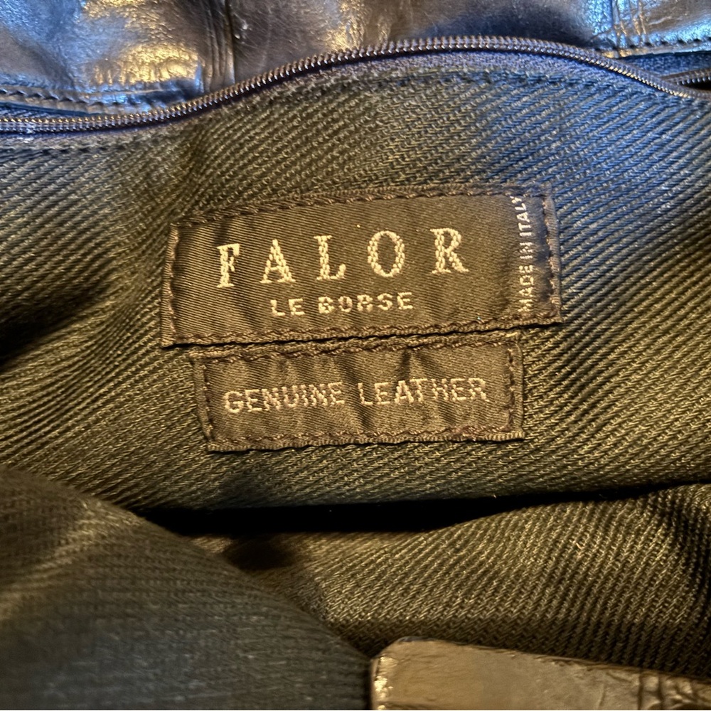 Classic Black Leather Shoulder Bag with Structured Design. Measures 15”x8” - Picture 2 of 5